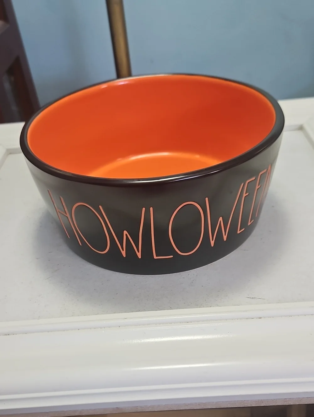 Rae Dunn Howloween Black Exterior with Orange Interior Bowl